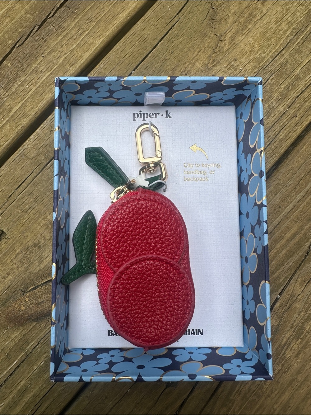 Piper P Cherries Zippered Bag Charm/Keychain *new*